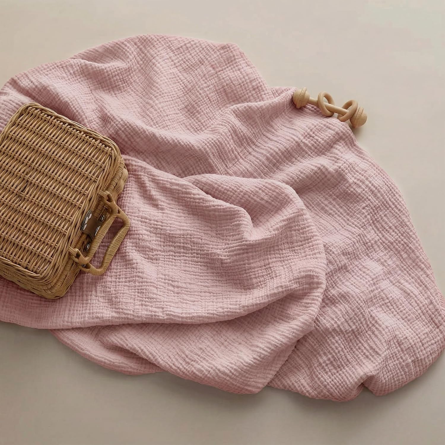 Muslin Bassinet Sheet Compatible with Maxi-Cosi Iora & Iora Air Bedside Sleeper - 100% Cotton Rectangular Mattress Pad Cover (33"x20"), Breathable & Soft, Boho (1 Pack Pink)