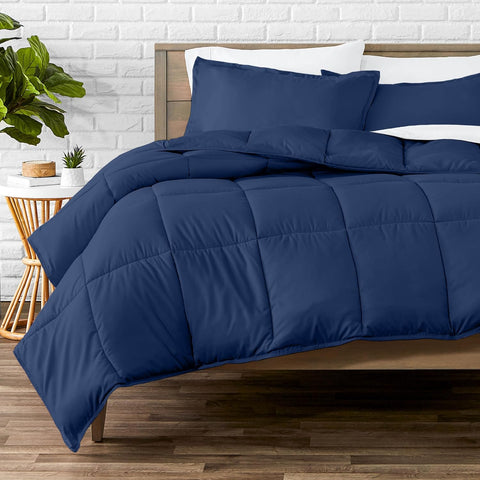 Bare Home Comforter Set - 1800 Ultra Soft (Oversized Queen, Dark Blue)