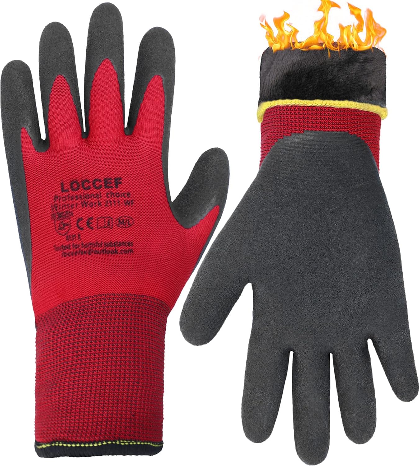 LOCCEF 2 Pairs Winter Work Gloves Men Women, Thermal Freezer Gloves