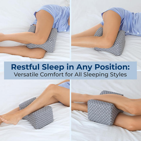 5 STARS UNITED Knee Pillow for Side Sleepers - Hip Pain Relief, Memory Foam Leg Cushion for Side Sleeping - Between Legs Pillow for Sciatica & Lower Back Pain, Gray