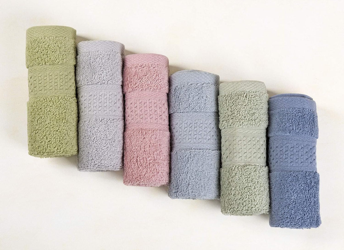 Cleanbear Pure Cotton Wash Cloths Face Cloths, 6 Colors, 13 x 13 Inches