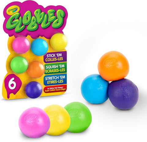 Crayola Globbles Fidget Toy (6ct), Sticky Stress Ball for Adults & Kids, Squishy Balls, Calming Sensory Gifts for Stress Relief