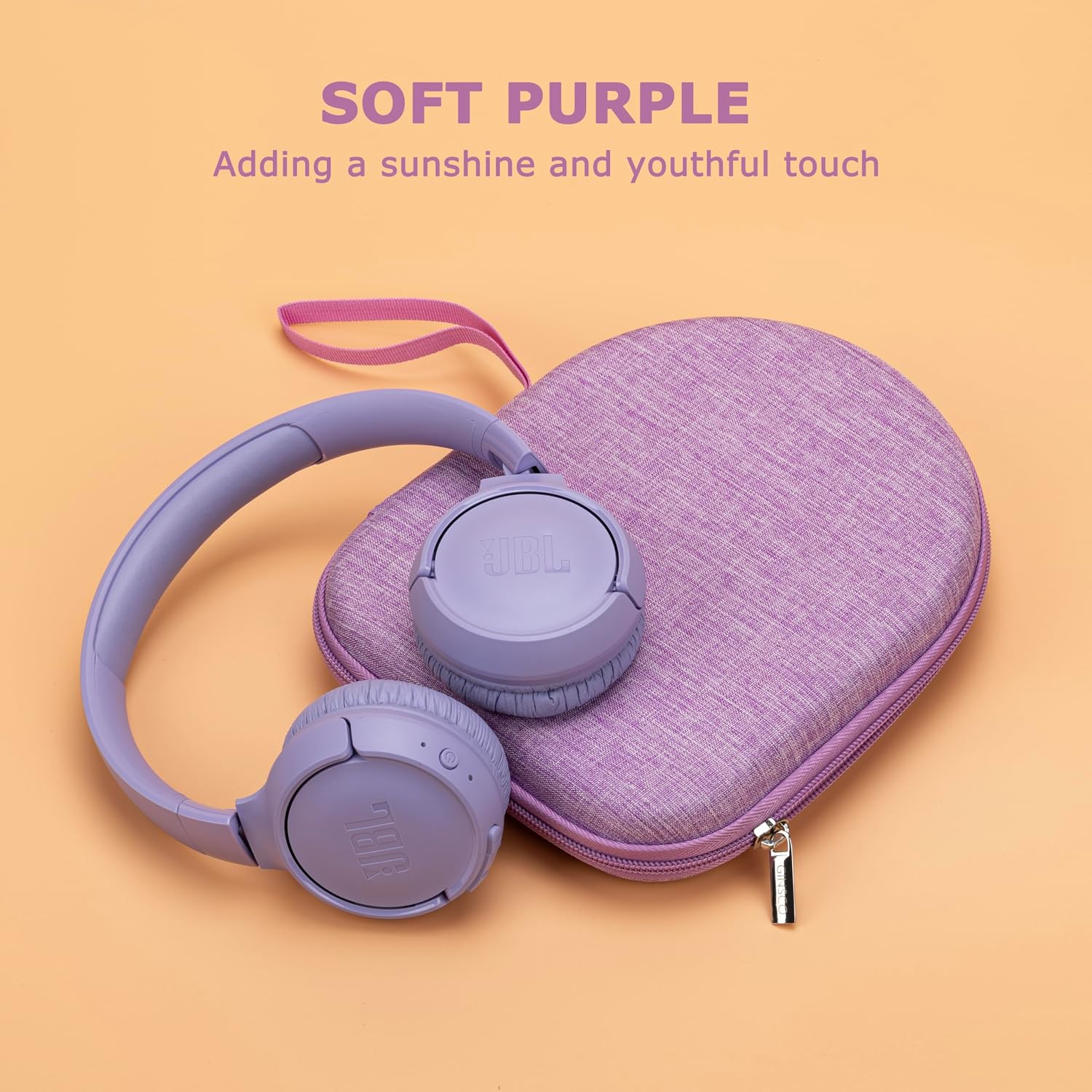 Ginsco Case Compatible with JBL Tune 510BT/520BT/500BT/Junior 320, with Sony WH-CH520/510, Ultra-Slim Hard Shell Headphone Case for On Ear Headphones (Purple)