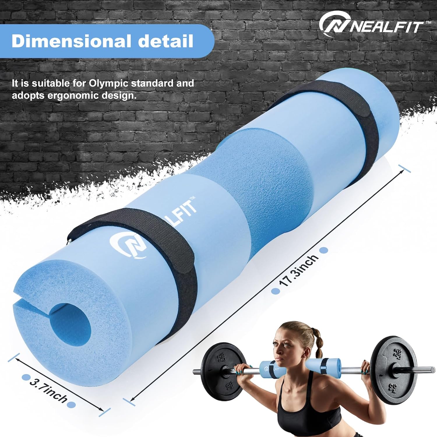 NEALFIT Barbell Pad Squat Pad for Squats—Squat Bar Pad—Great for Weightlifting,Lunges and Hip Thrusts—Foam Sponge Pad—Fit Standard and Olympic Bars Perfectly