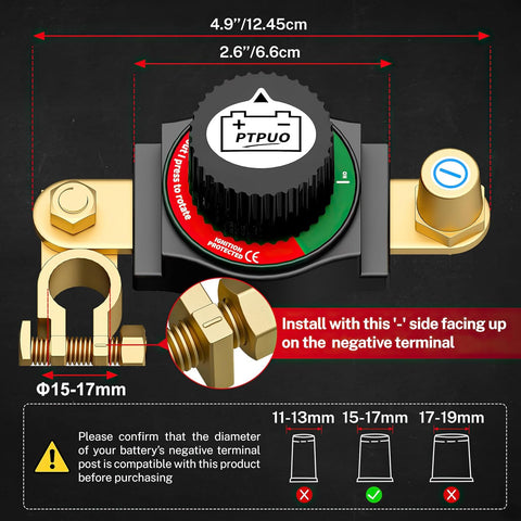 Top Post Battery Disconnect Switch 12V, Car Battery Disconnect Switch