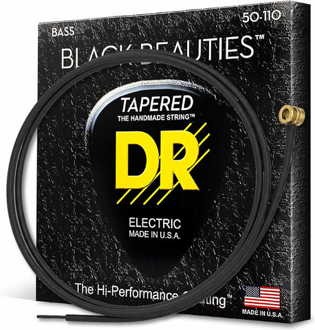 DR Strings BLACK BEAUTIES™ - Black Colored Bass Strings: Heavy 50-110 Tapered