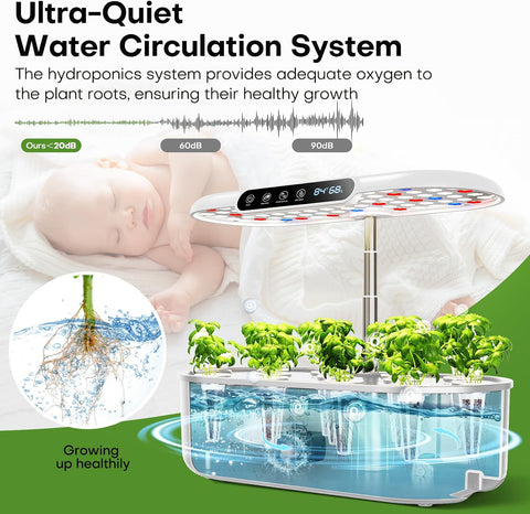Ahopegarden Hydroponics Growing System: 12 Pods with Smart Env.Detection