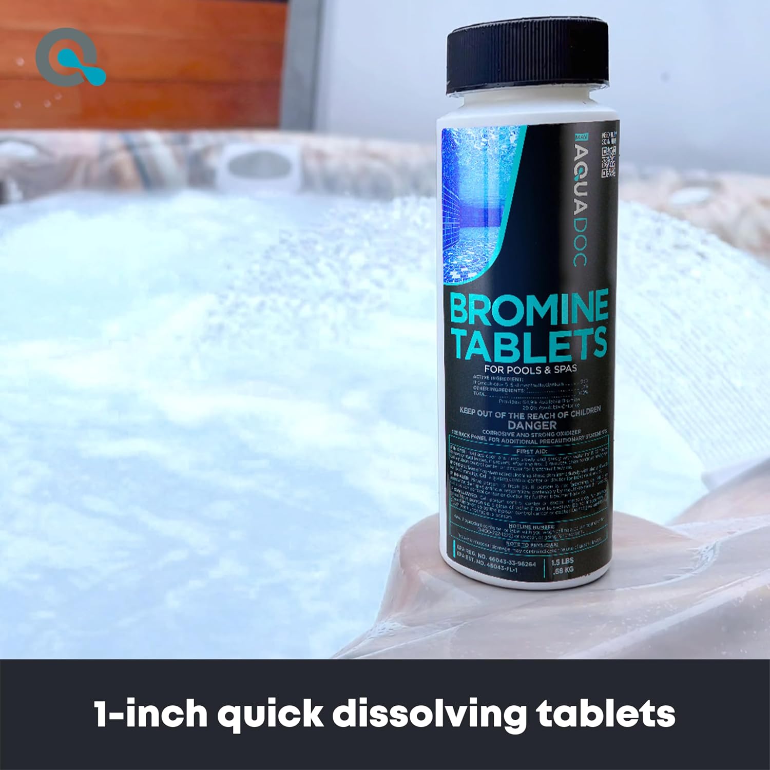 AquaDoc Bromine Tablets for Spas & Hot Tubs - 1 Inch Sanitizer Tabs, 1.5 lb