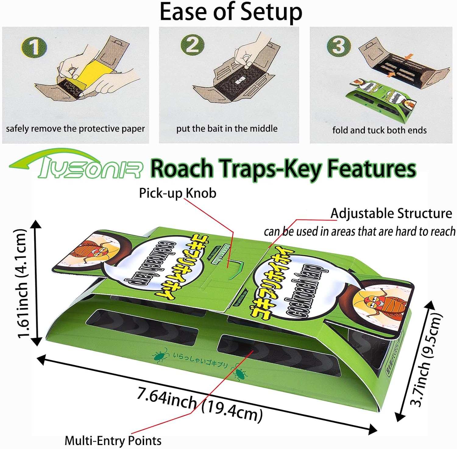 Cockroach Traps,Roach Traps,Cockroach Bait,Roach Motel,Child & Pet Friendly (10 Pack)