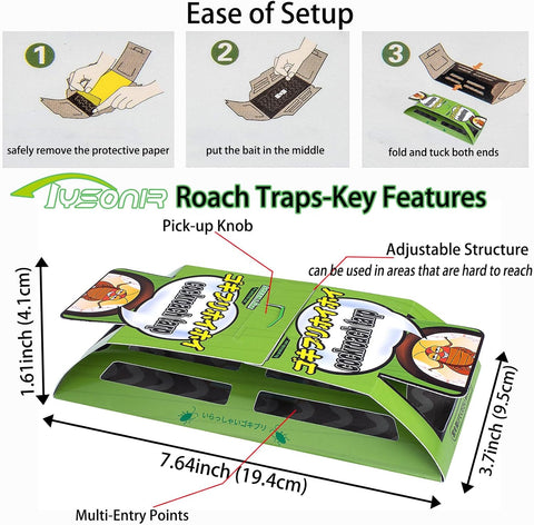 Cockroach Traps,Roach Traps,Cockroach Bait,Roach Motel,Child & Pet Friendly (10 Pack)