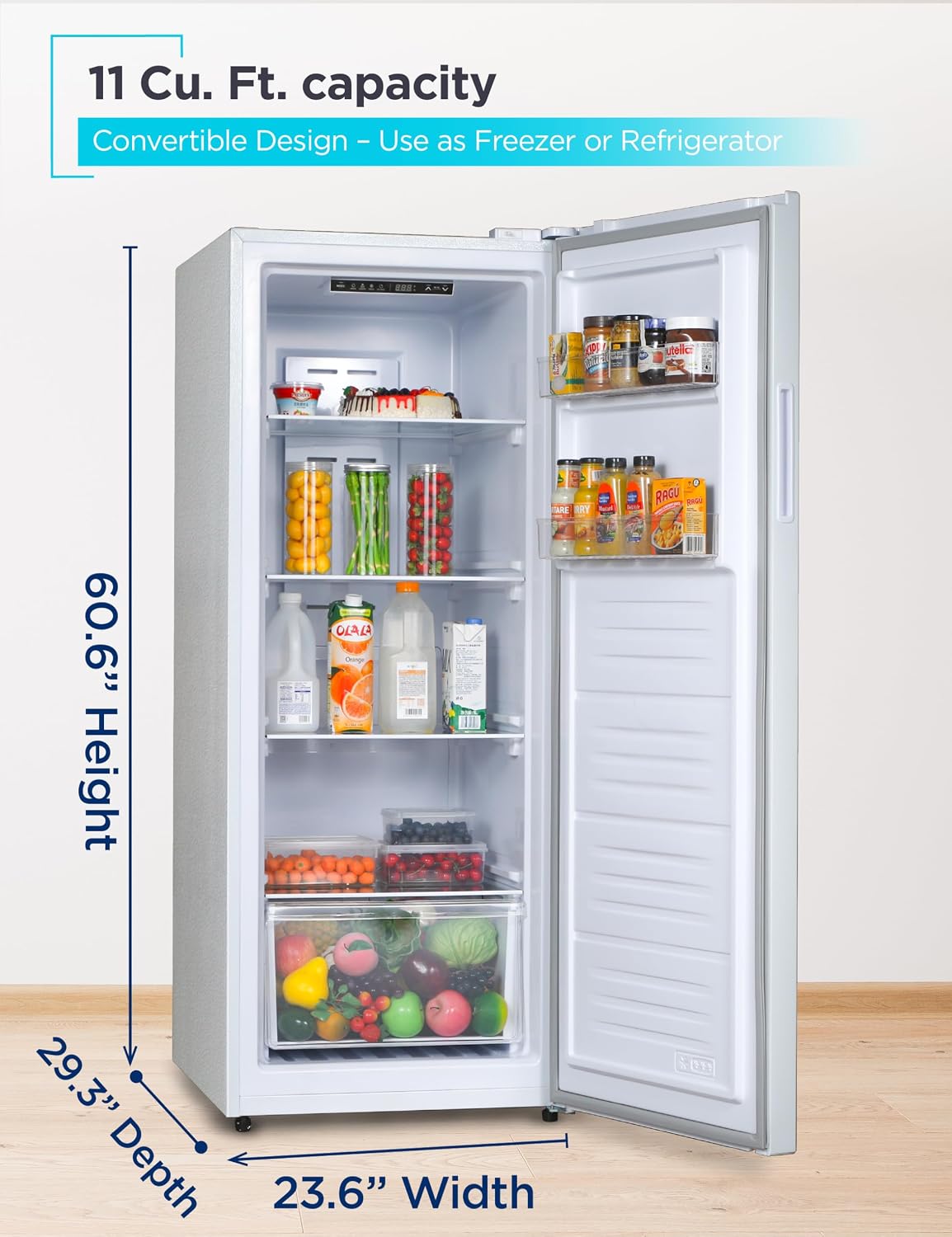 BLACK+DECKER 11 Cu. Ft. Convertible Freezer Refrigerator, BUC1100XW, White