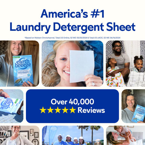 Earth Breeze Laundry Detergent Sheets - 90 Detergent Sheets (3 Pack) - 30 Sheets Per Pack - 180 Loads - Concentrated Liquidless Laundry Soap - No Plastic Jug - Fragrance-Free