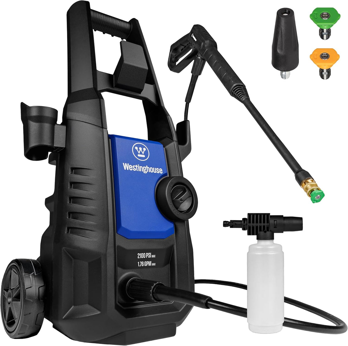 Westinghouse ePX3050 Electric Pressure Washer, 2100 Max PSI 1.76 Max GPM with Foam Cannon and Turbo Nozzle, for Cars/Fences/Driveways/Home/Patios