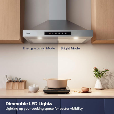 CIARRA Wall Mount Range Hood 30 inch 450 CFM Ducted Convertible Ductless Range Hood Vent in Stainless Steel CAS75308