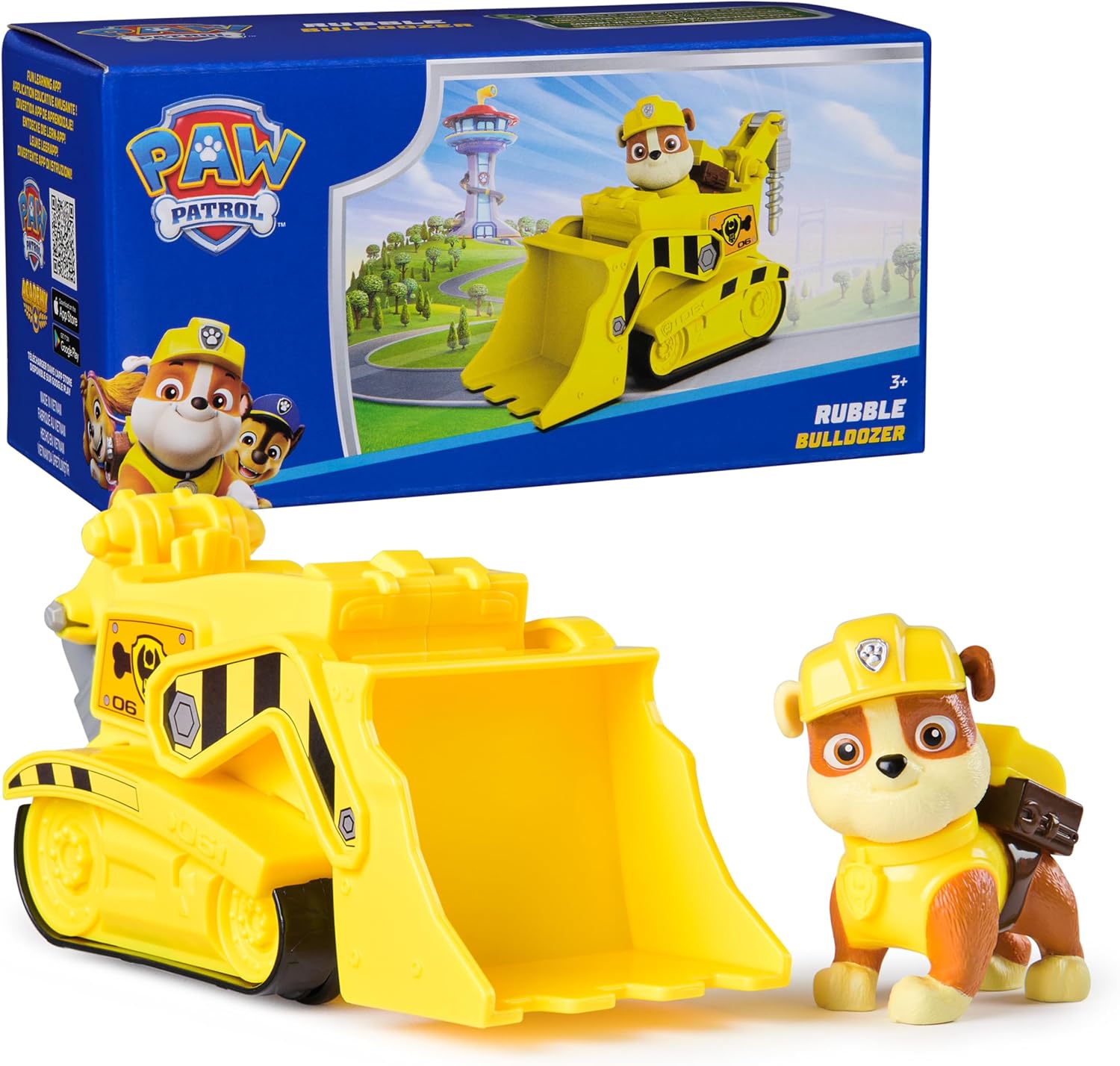 Paw Patrol, Rubble’s Bulldozer Toy Truck with Collectible Action Figure