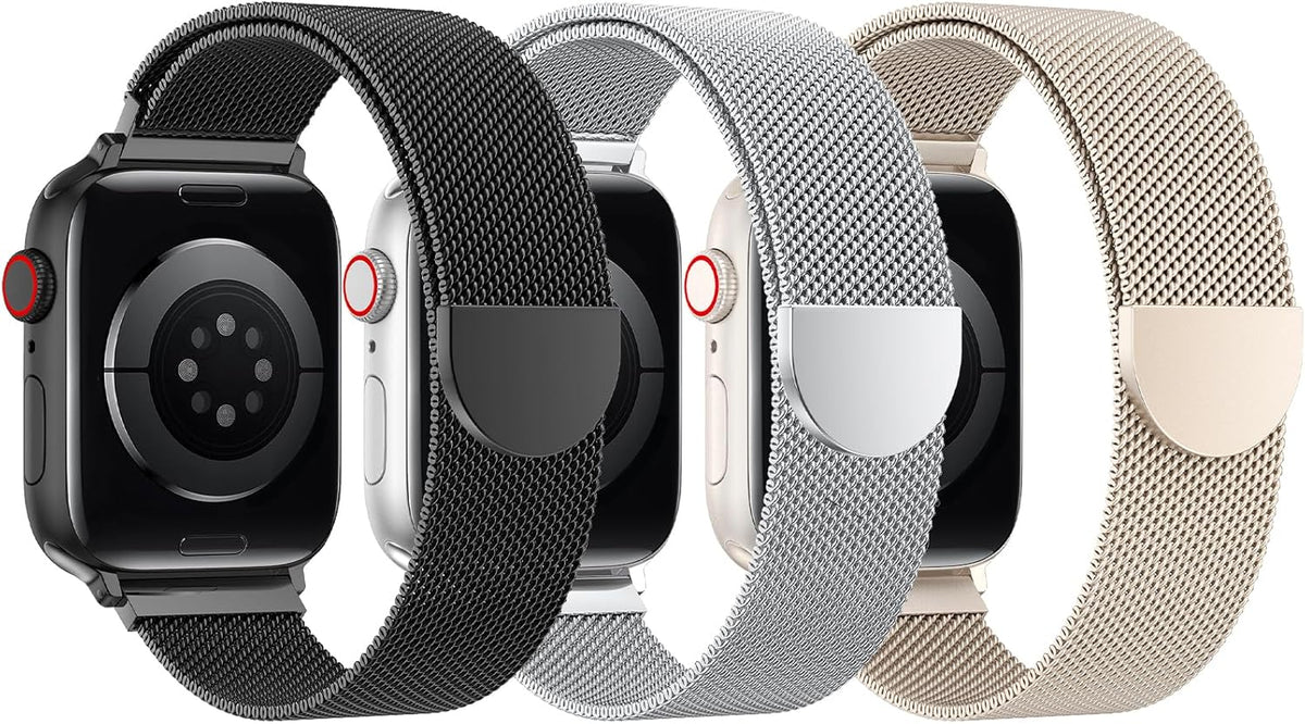 BELONGME 3 Pack Mesh Loop Compatible with Apple Watch Bands for Women Men