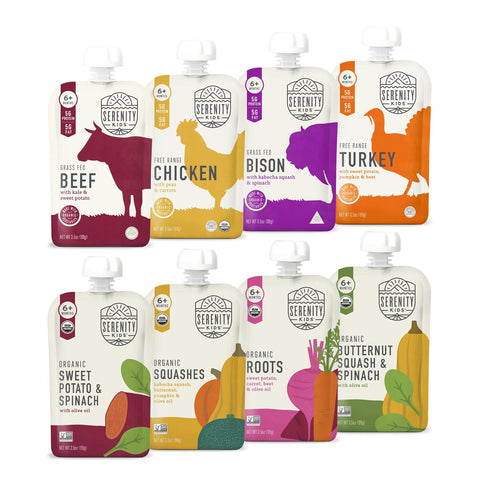 Serenity Kids Organic Baby Food Pouches, 5g Protein, 3.5 Oz, 8 Pack
