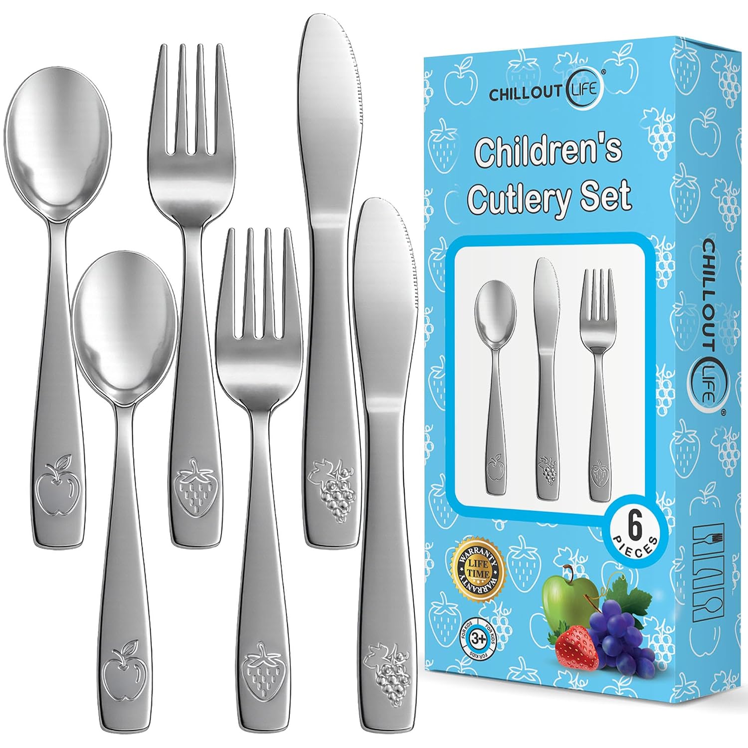 6 Piece Stainless Steel Kids Silverware Set - Child and Toddler Safe Flatware - Kids Utensil Set - Metal Kids Cutlery Set Includes 2 Small Kids Spoons, 2 Forks & 2 Knives