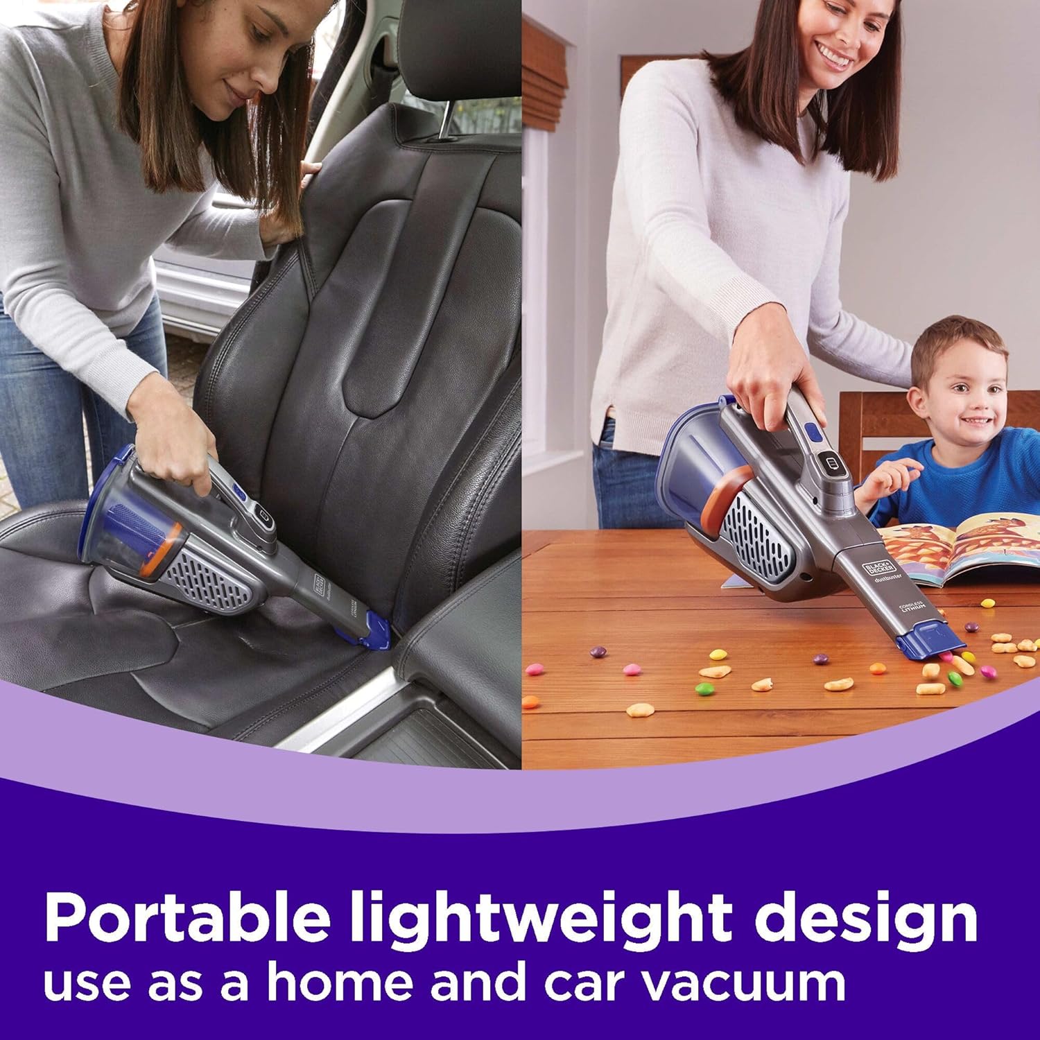 BLACK+DECKER dustbuster furbuster Pet Hair Vacuum with Motorized Pet Hair Brush, Handheld Vacuum Cordless for Home and Car, Rechargeable, Portable, Powerful Suction, AdvancedClean (HHVK515JP07)