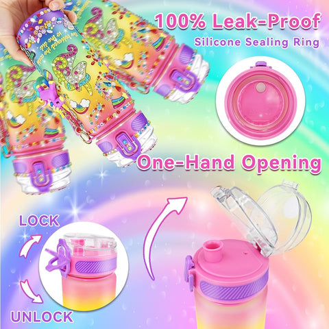 EDSPORTSHOUSE Decorate Your Own Water Bottle Kits for Girls Age 4-6-8-10,Unicorn Painting Crafts,Fun Arts and Crafts Gifts Toys for Girls Birthday Christmas(Unicorn)