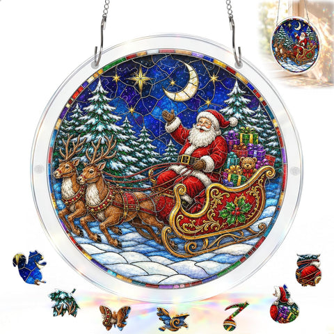 Santa Claus Acrylic Puzzle Suncatcher for DIY Window Decor 9.8"