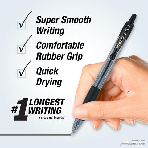 PILOT G2 Premium Rolling Ball Gel Pens, 1.0 mm, Black Ink, 4-Pack