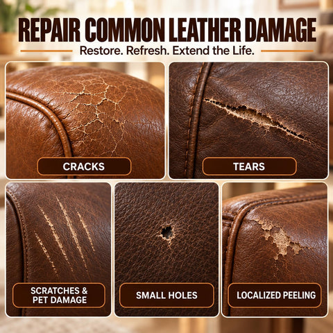 Brown Leather Repair Kit for Furniture & Couches, Car Seat Vinyl Repair Kit