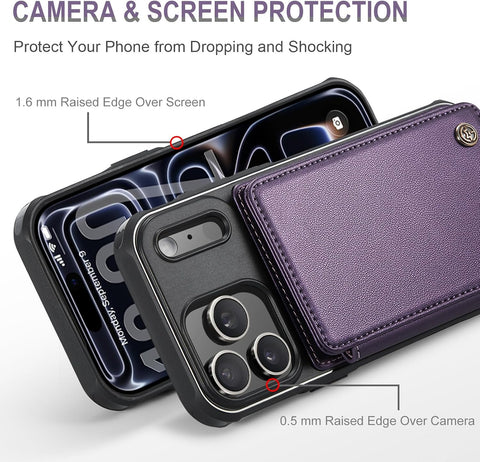 Vinich for iPhone 17 Pro Wallet Case with Card Holder, Purple