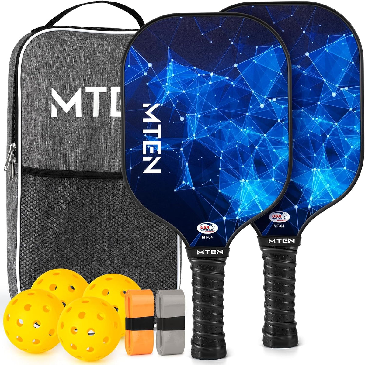 MTEN Pickleball Paddles Set of 2/4/1, USAPA Approved Fiberglass Rackets
