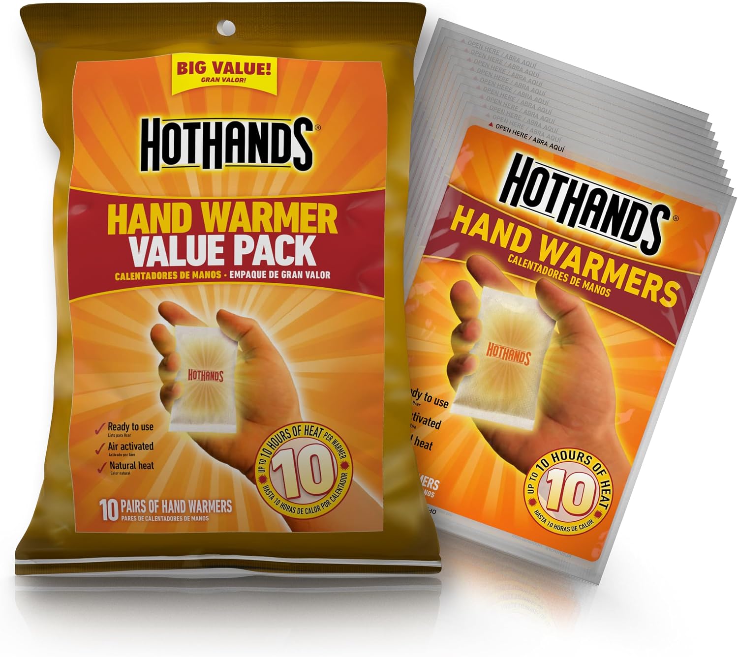 HotHands Hand Warmers Value Pack, 10 Pairs - America's Favorite Warmer