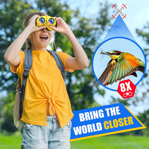 LET'S GO! Boys Toys Age 3-12, DIMY Compact Waterproof Binocular for Kids Boys Outdoor Play Bird Watching Easter Gifts for Boys Age 5-10 Yellow