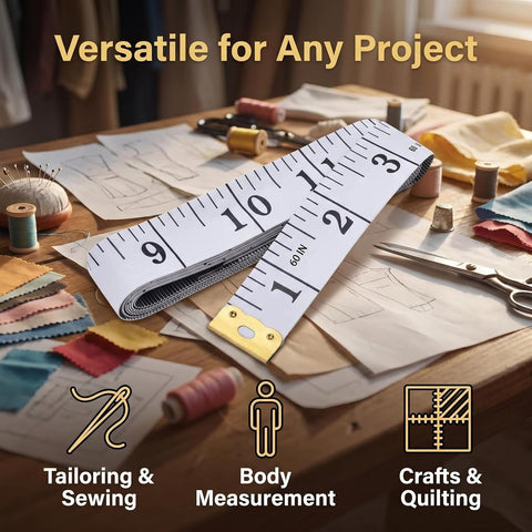 Measuring Tape for Body Measurements, Soft Tape Measure Double Scale, Has 150 Centimetre Scale on Reverse and Front 60 Inch