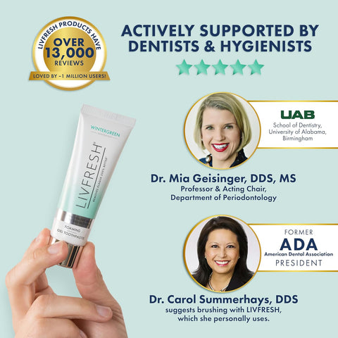 LIVFRESH Toothpaste Gel, Clinically Proven to Remove Plaque 250% Better, Does Not Irritate Gums, Reduces Tartar Buildup, Freshens Breath, SLS Free Dental Gel, Wintergreen