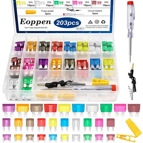 Car Fuses Assortment Kit with Fuse Puller and Circuit Tester - Standard & Mini & Low Profile Mini Fuse Kit (3A 5A 7.5A 10A 15A 20A 25A 30A 35A 40A)
