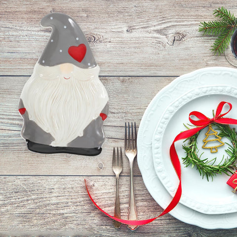 NUOBESTY Gnome Shaped Platter Snack Appetizer Trays Dessert Serving Dishes Holiday Food Serving Platter Candy Nut Dish Container Christmas Party Favors