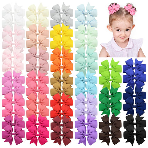 Choicbaby 60pcs 3 Inches Grosgrain Ribbon Hair Bows for Baby Girls Toddler
