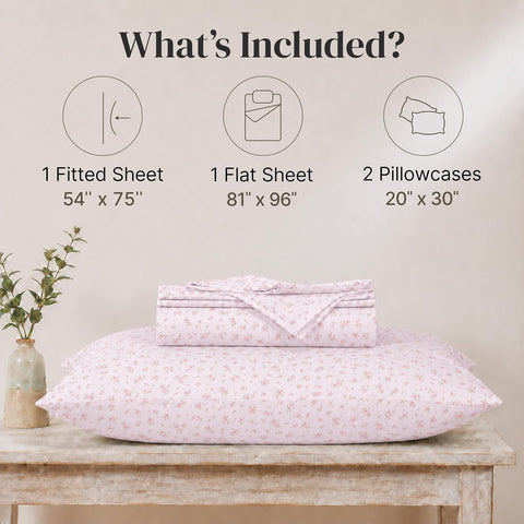 Modern Threads Silky Soft Microfiber and Wrinkle Free Sheets - Luxurious Microfiber Bed Sheets Includes Flat Sheet, Fitted Sheet with Deep Pockets, & Pillowcases Blush, Full