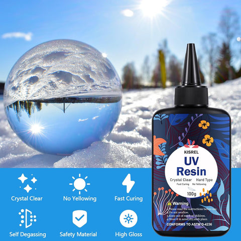 KISREL UV Resin 100g, Hard Type UV Resin Kit for Craft Jewelry Making
