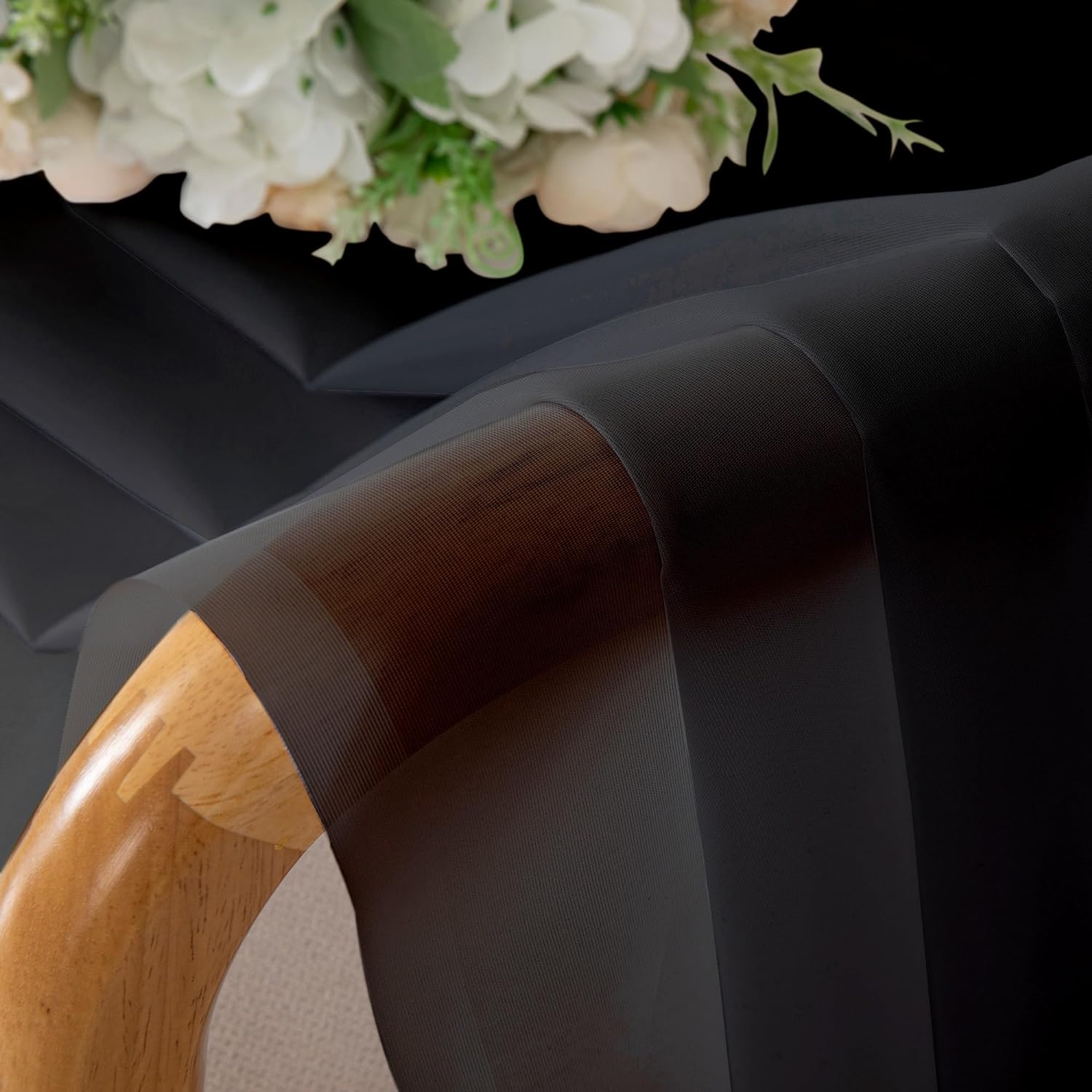 Aiyufeng 2 Panels Black Sheer Valance 14 Inch Length, Short Black Sheer Curtains for Bedroom, 14 Inches Kitchen Curtains for Small Window, Dual Rod Pocket (40 by 14 Inches Long)