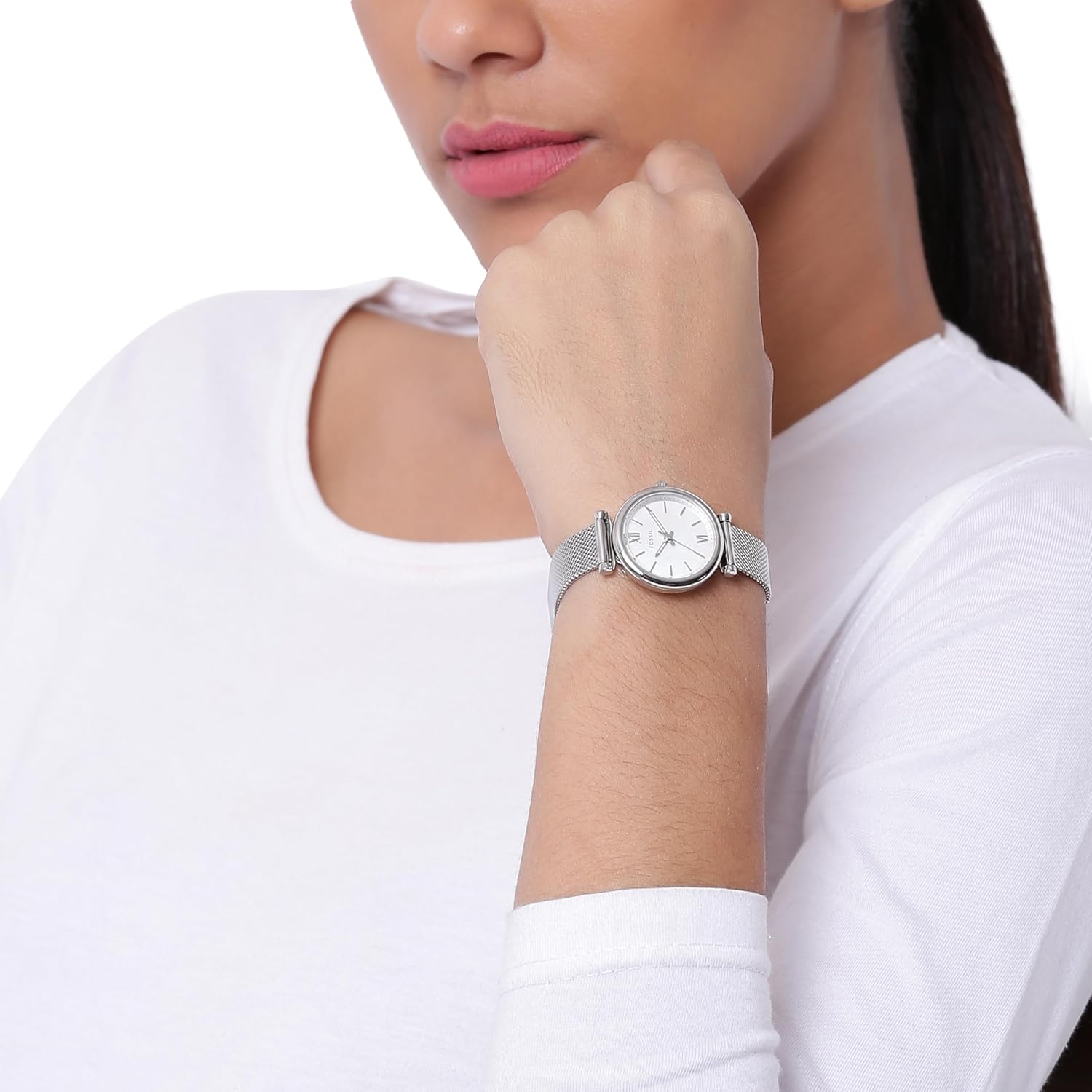 Fossil Women's Watch and Bracelet Set, Carlie Three-Hand Stainless Steel Watch for Women and Bracelet Set