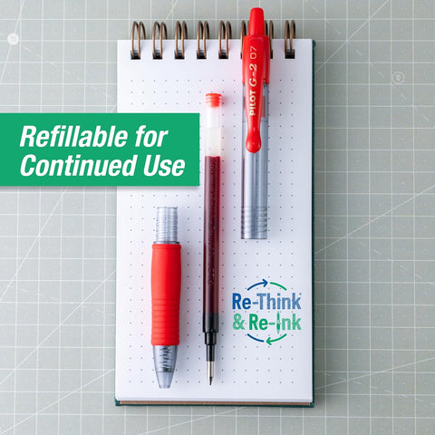 PILOT G2 Premium Gel Roller Pens, Fine Point 0.7 mm, Red Pens, Pack of 4