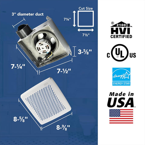 Broan-NuTone Bathroom Exhaust Fan, 50 CFM Modern Grille, Energy Star Fan, 2.0 Sones