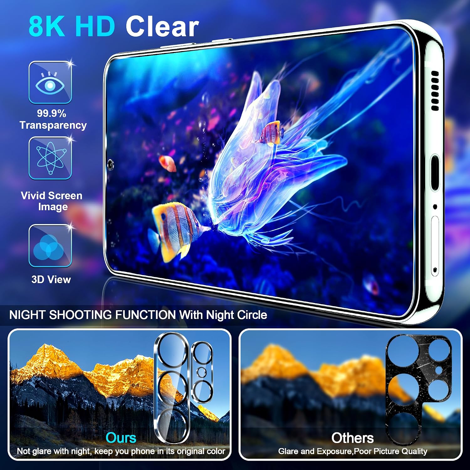 firtstnow 3 Pack for Samsung Galaxy S26 Ultra Screen Protector Tempered Glass + 3 Pack Camera Lens Protector, Military Grade Shatterproof, 9H Hardness, Fingerprint Unlock,Case Friendly 6.9 Inch