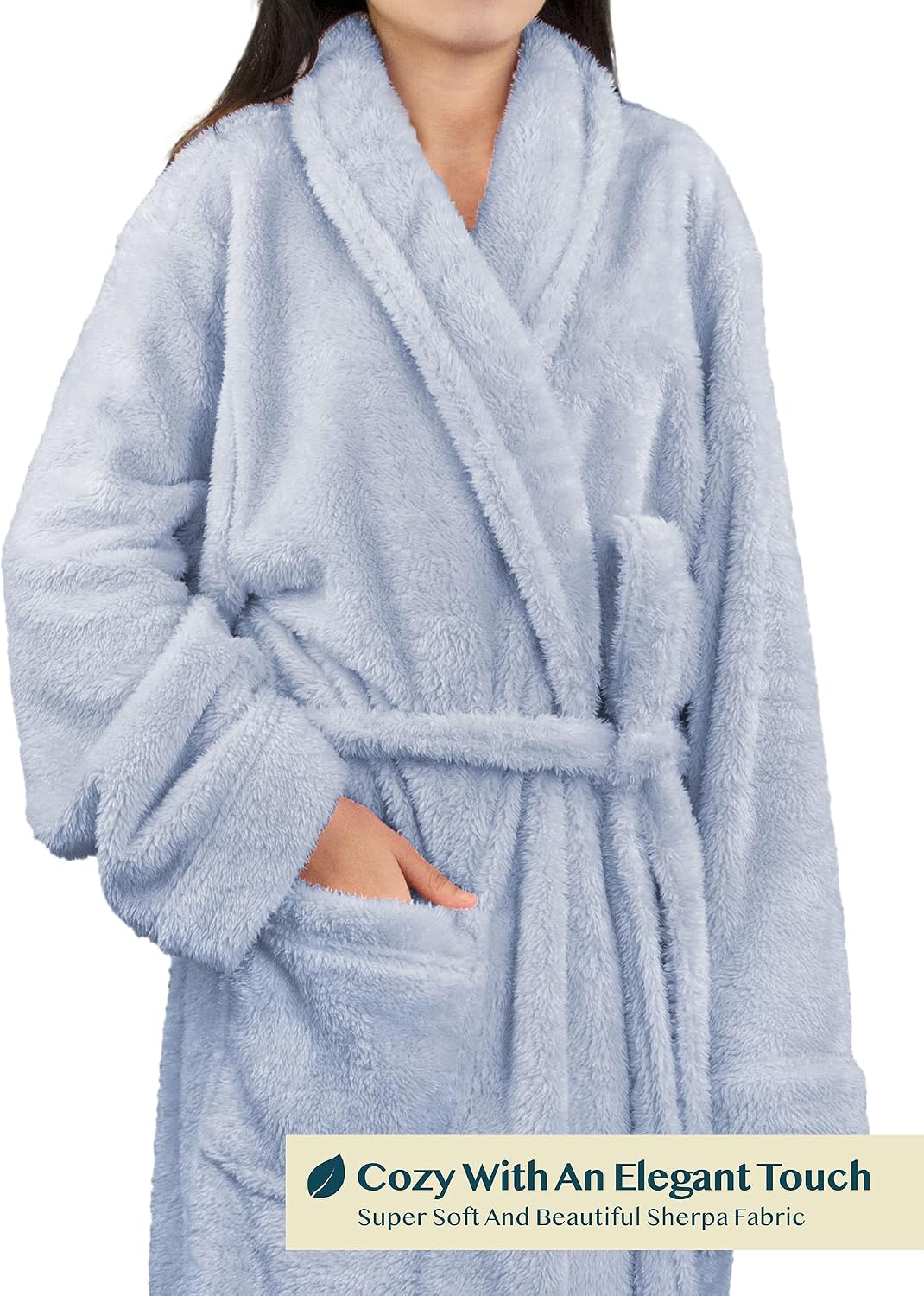 PAVILIA Premium Womens Plush Soft Robe, Fluffy Warm Fleece Sherpa Bathrobe