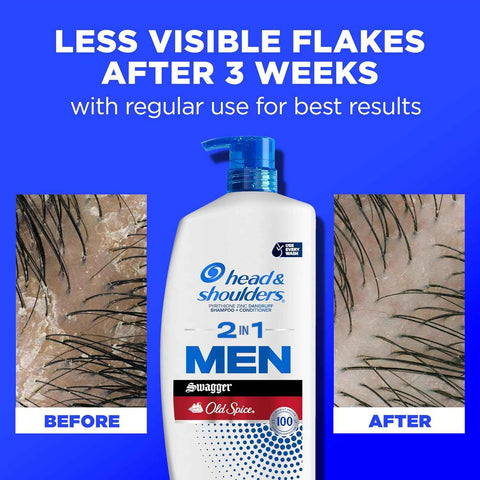 Head & Shoulders Mens 2-in-1 Shampoo and Conditioner | Old Spice Swagger | Anti-Dandruff Shampoo Value Pack for Men with 1% Pyrithione Zinc, Fights Itch & Dryness, 31.4 Fl Oz Each