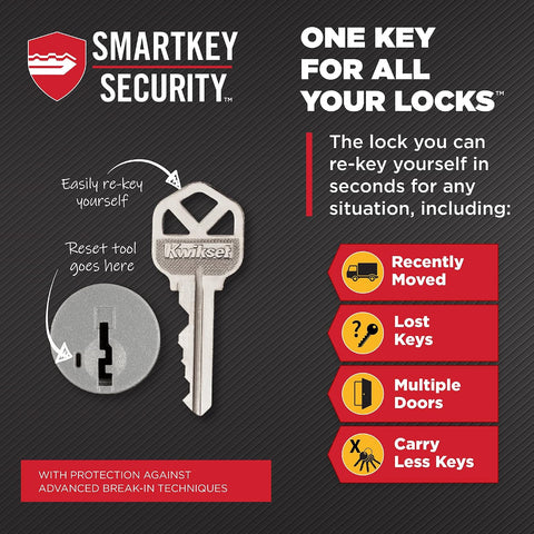 Kwikset Tylo Entry Door Knob with Lock and Key, Secure Keyed Handle Exterior, Front Entrance and Bedroom, Satin Nickel, Pick Resistant SmartKey Rekey Security and Microban