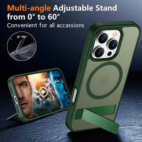SPIDERCASE for iPhone 16 Pro Case,with Stand,Dark Green