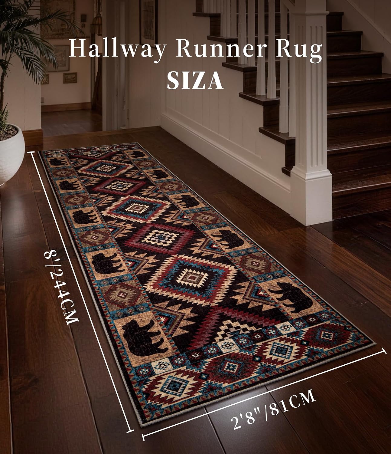YIHOUSE Washable Western Cabin Runner Rug 2'8''x8 Hallway