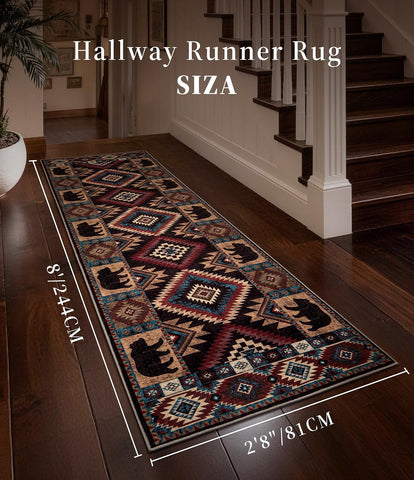 YIHOUSE Washable Western Cabin Runner Rug 2'8''x8 Hallway