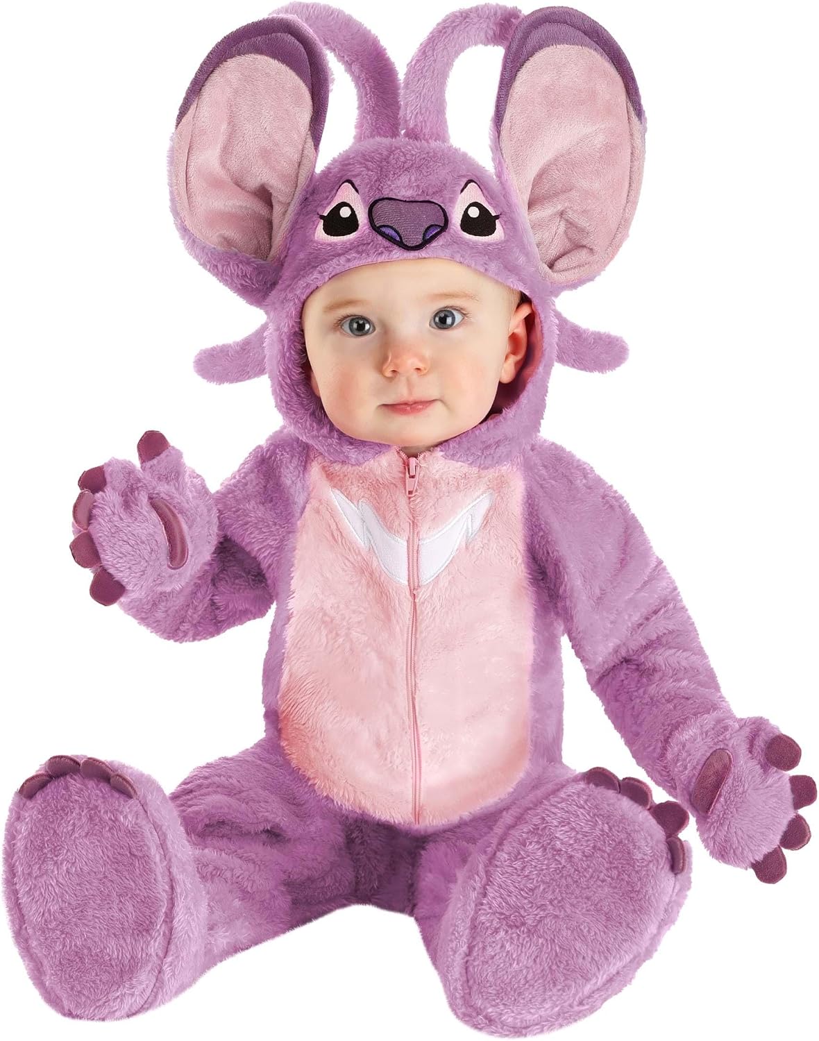 Disney's Lilo & Stitch Angel Costume For Infants | Officially Licensed Plush Pink Jumpsuit With Hood And Booties